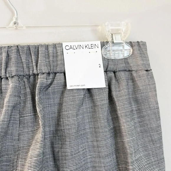 Calvin Klein Women B&W Gray Ankle Pants 2 Plaid Pleated Pull On Check Office NEW - Picture 10 of 14